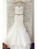 Ivory Organza Strapless Wedding Dress With Beaded Belt